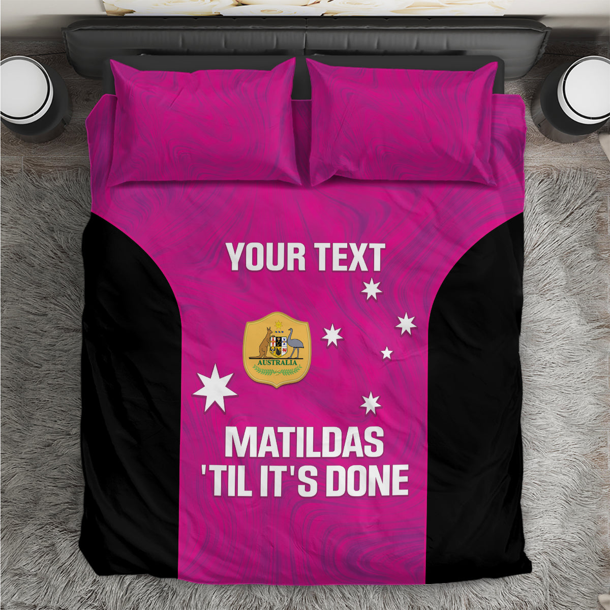 Custom Australia Soccer Bedding Set Matildas Go Champions - Pink