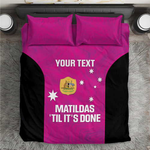 Custom Australia Soccer Bedding Set Matildas Go Champions - Pink