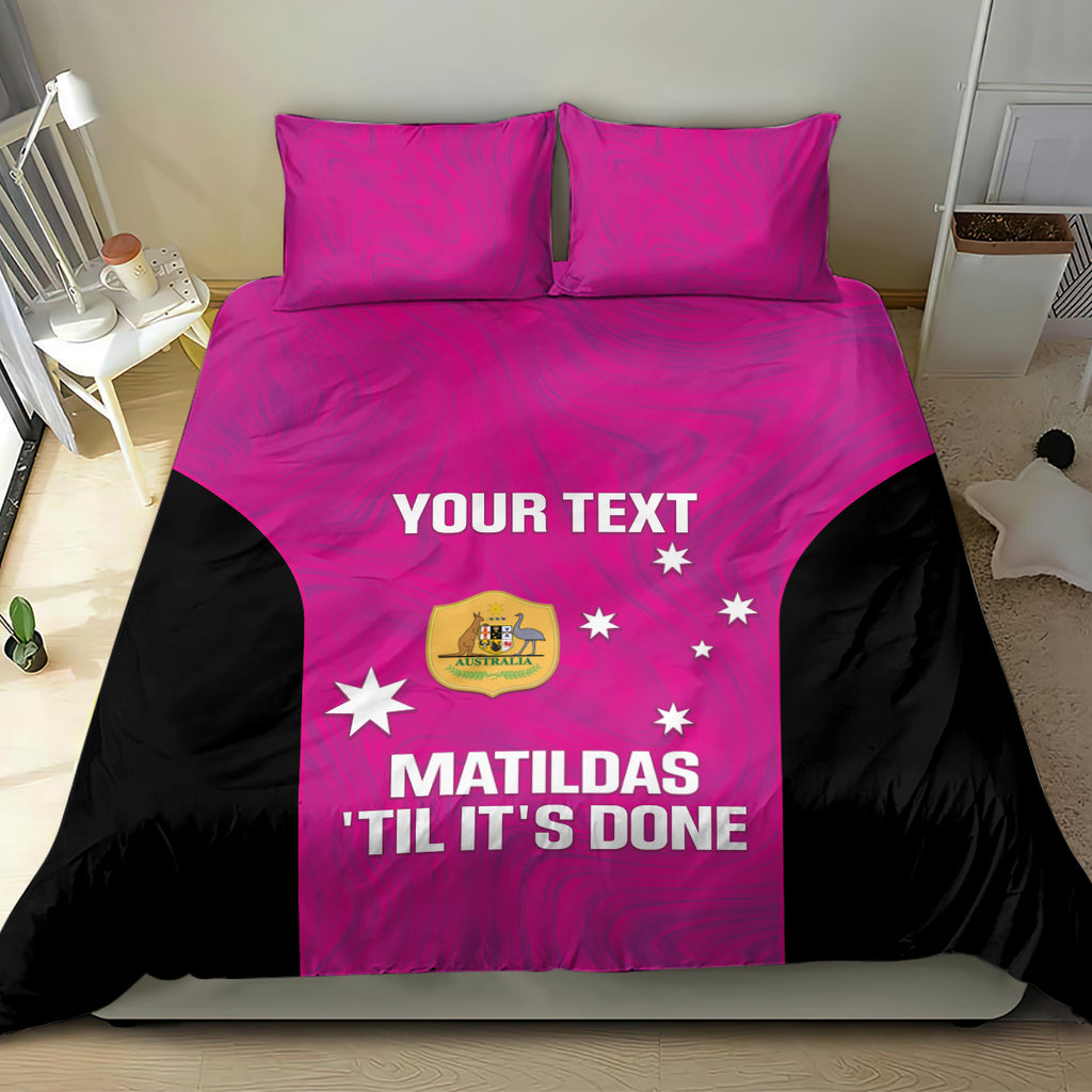 Custom Australia Soccer Bedding Set Matildas Go Champions - Pink