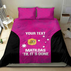 Custom Australia Soccer Bedding Set Matildas Go Champions - Pink
