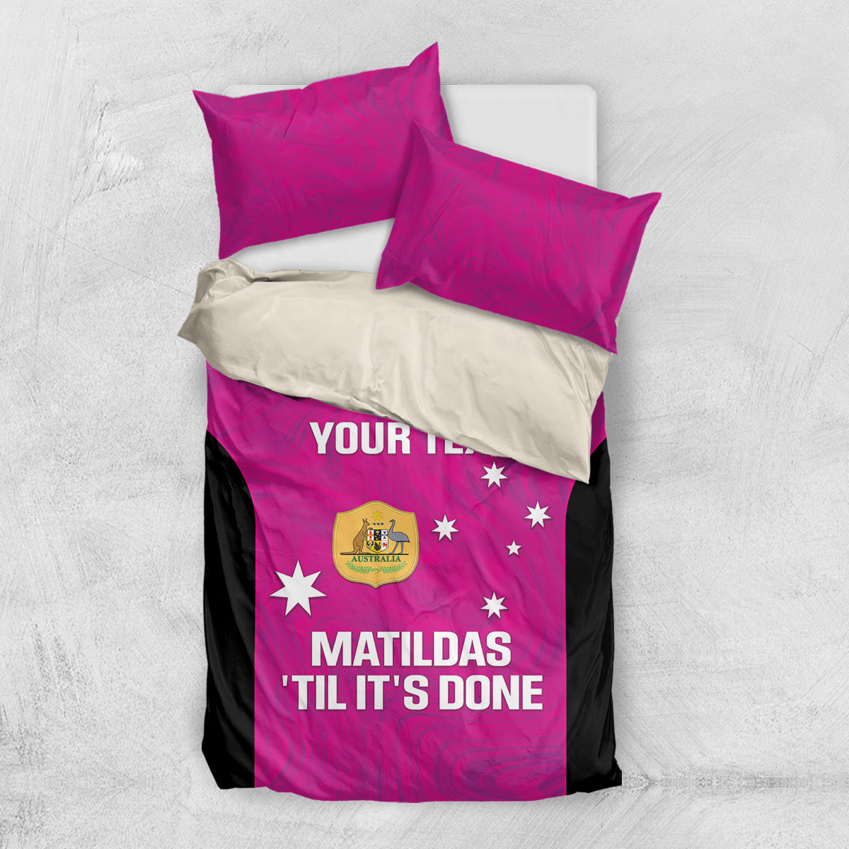 Custom Australia Soccer Bedding Set Matildas Go Champions - Pink