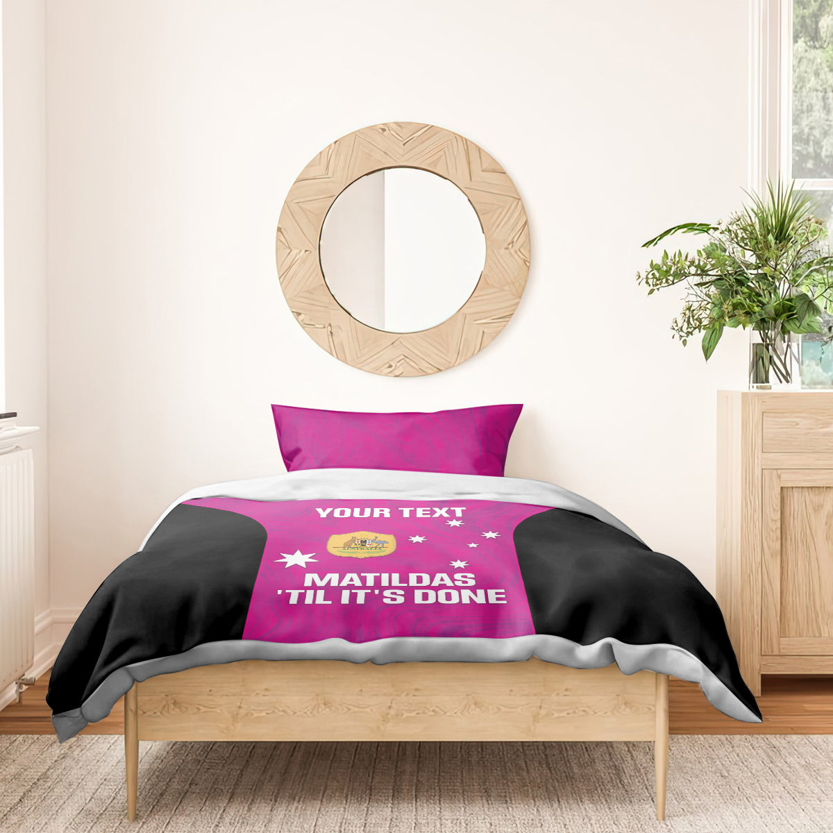 Custom Australia Soccer Bedding Set Matildas Go Champions - Pink