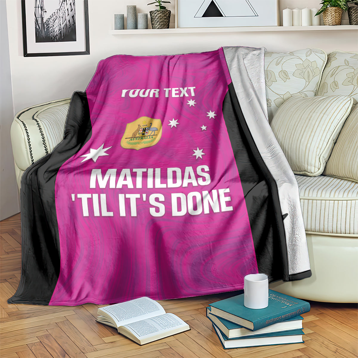 Custom Australia Soccer Blanket Matildas Go Champions - Pink
