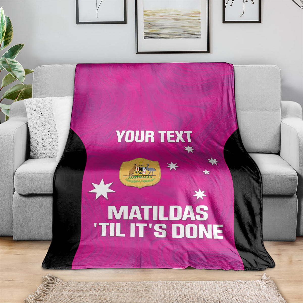 Custom Australia Soccer Blanket Matildas Go Champions - Pink
