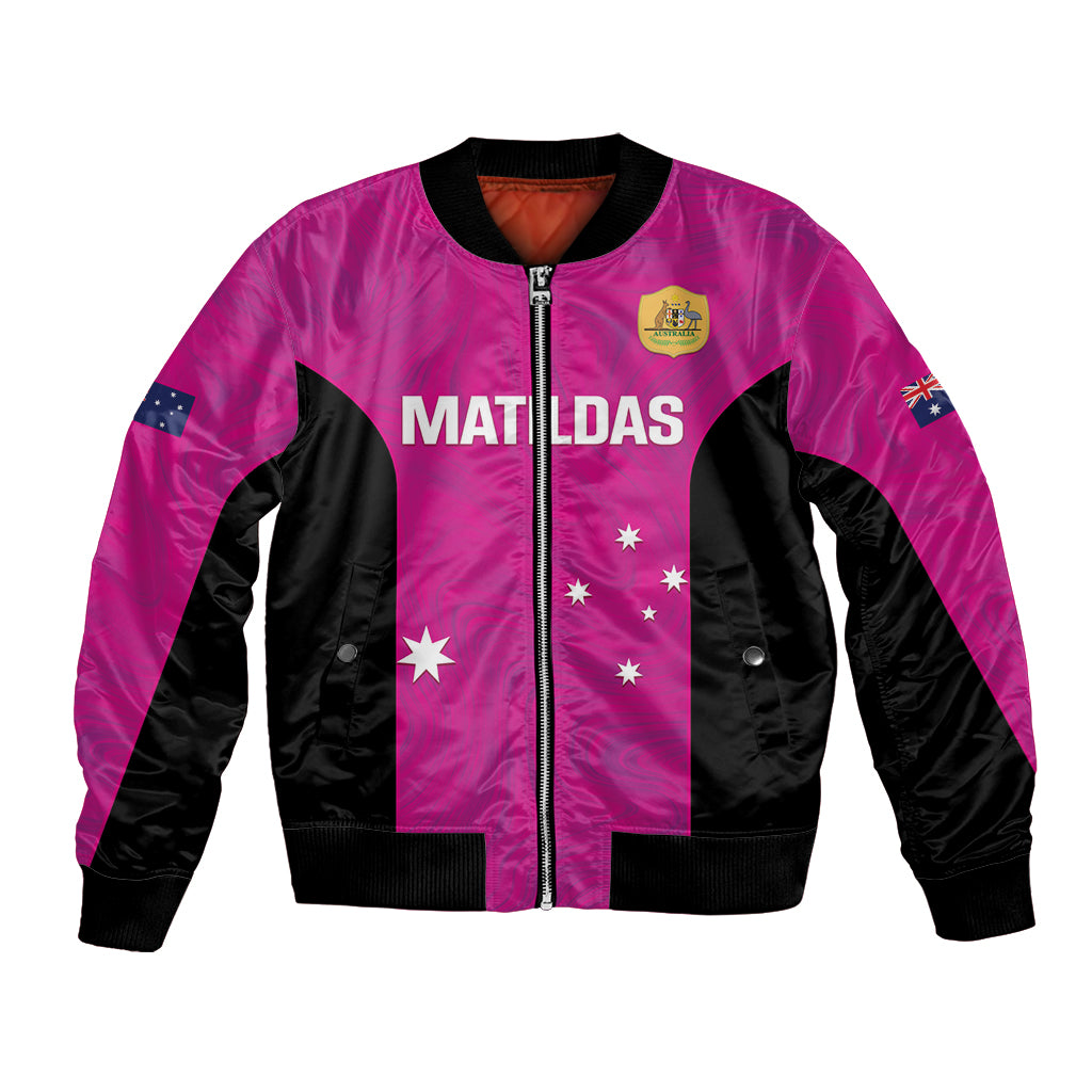 Custom Australia Soccer Bomber Jacket Matildas Go Champions - Pink