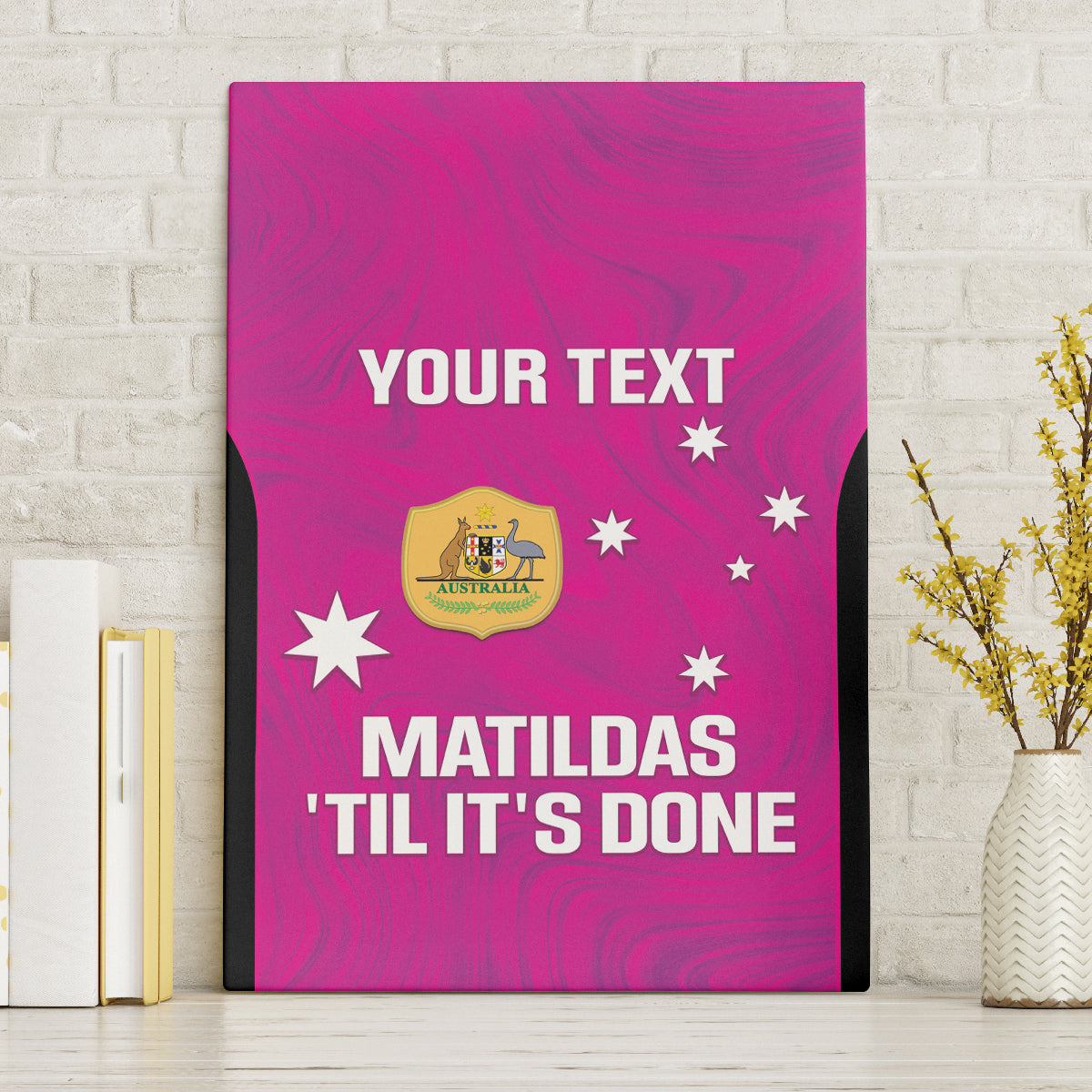 Custom Australia Soccer Canvas Wall Art Matildas Go Champions - Pink