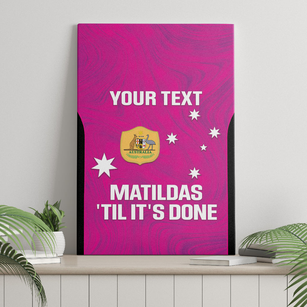 Custom Australia Soccer Canvas Wall Art Matildas Go Champions - Pink
