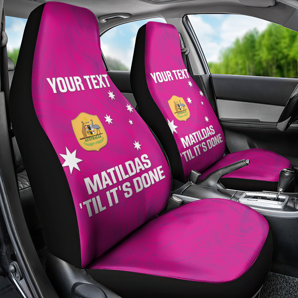 Custom Australia Soccer Car Seat Cover Matildas Go Champions - Pink