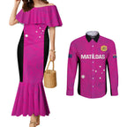 Custom Australia Soccer Couples Matching Mermaid Dress and Long Sleeve Button Shirt Matildas Go Champions - Pink