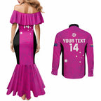 Custom Australia Soccer Couples Matching Mermaid Dress and Long Sleeve Button Shirt Matildas Go Champions - Pink