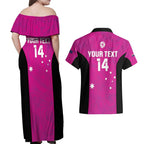 Custom Australia Soccer Couples Matching Off Shoulder Maxi Dress and Hawaiian Shirt Matildas Go Champions - Pink
