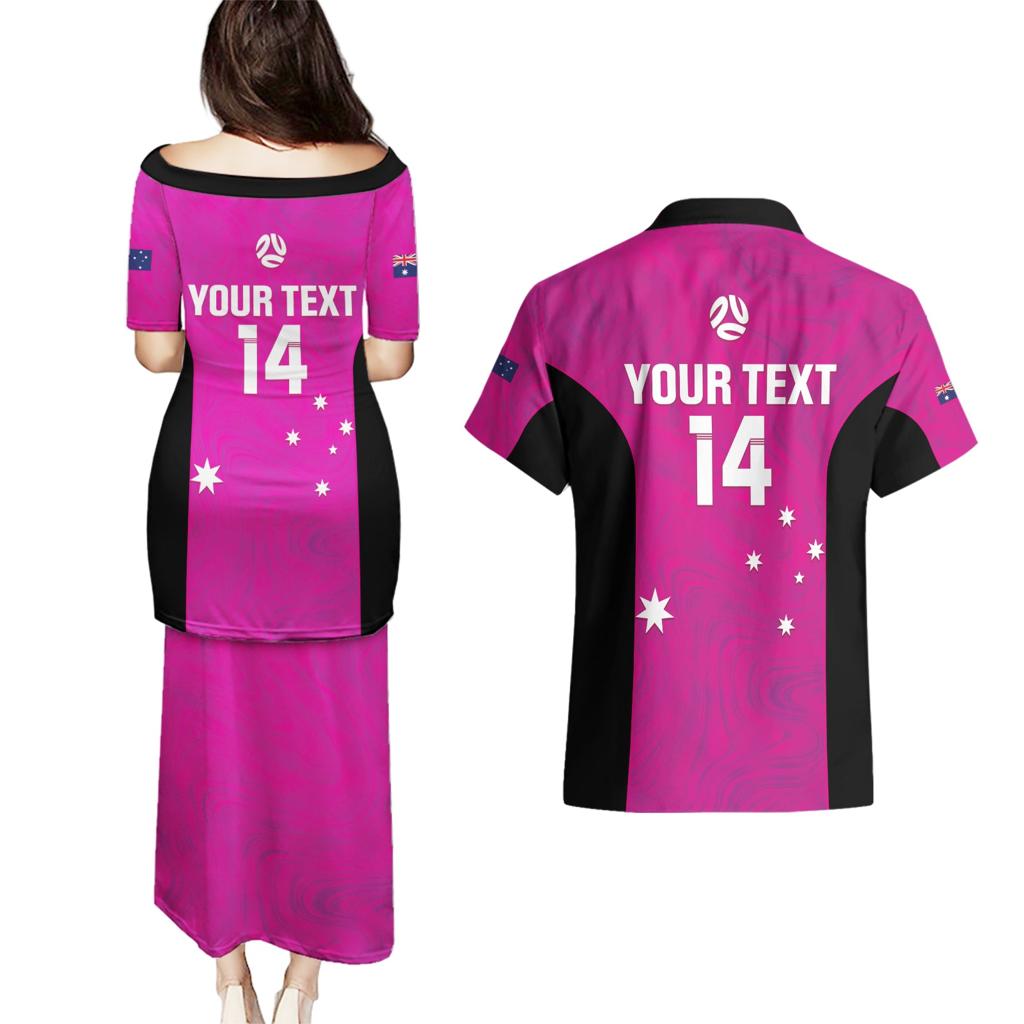 Custom Australia Soccer Couples Matching Puletasi and Hawaiian Shirt Matildas Go Champions - Pink