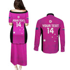 Custom Australia Soccer Couples Matching Puletasi and Long Sleeve Button Shirt Matildas Go Champions - Pink