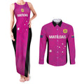 Custom Australia Soccer Couples Matching Tank Maxi Dress and Long Sleeve Button Shirt Matildas Go Champions - Pink