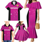 Custom Australia Soccer Family Matching Mermaid Dress and Hawaiian Shirt Matildas Go Champions - Pink