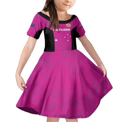 Custom Australia Soccer Family Matching Mermaid Dress and Hawaiian Shirt Matildas Go Champions - Pink
