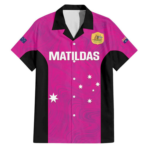 Custom Australia Soccer Family Matching Mermaid Dress and Hawaiian Shirt Matildas Go Champions - Pink