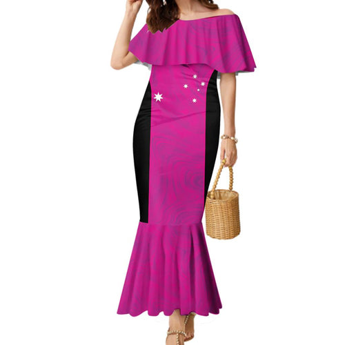 Custom Australia Soccer Family Matching Mermaid Dress and Hawaiian Shirt Matildas Go Champions - Pink