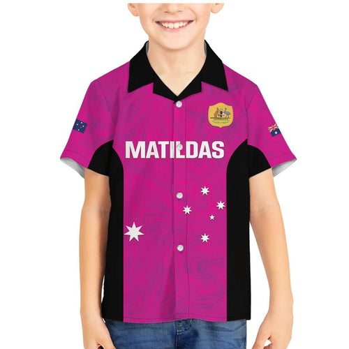 Custom Australia Soccer Family Matching Mermaid Dress and Hawaiian Shirt Matildas Go Champions - Pink