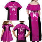 Custom Australia Soccer Family Matching Off Shoulder Maxi Dress and Hawaiian Shirt Matildas Go Champions - Pink