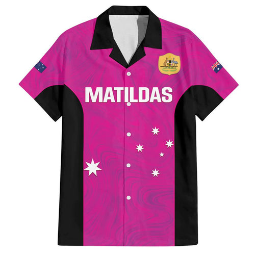 Custom Australia Soccer Family Matching Off Shoulder Maxi Dress and Hawaiian Shirt Matildas Go Champions - Pink