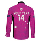 Custom Australia Soccer Family Matching Off Shoulder Maxi Dress and Hawaiian Shirt Matildas Go Champions - Pink