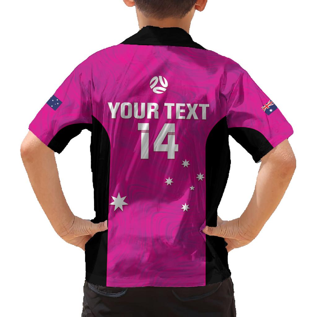 Custom Australia Soccer Family Matching Off Shoulder Short Dress and Hawaiian Shirt Matildas Go Champions - Pink