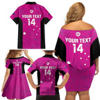 Custom Australia Soccer Family Matching Off Shoulder Short Dress and Hawaiian Shirt Matildas Go Champions - Pink