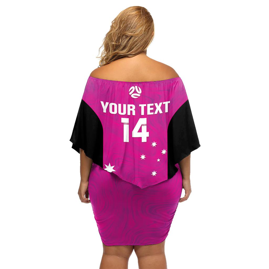 Custom Australia Soccer Family Matching Off Shoulder Short Dress and Hawaiian Shirt Matildas Go Champions - Pink