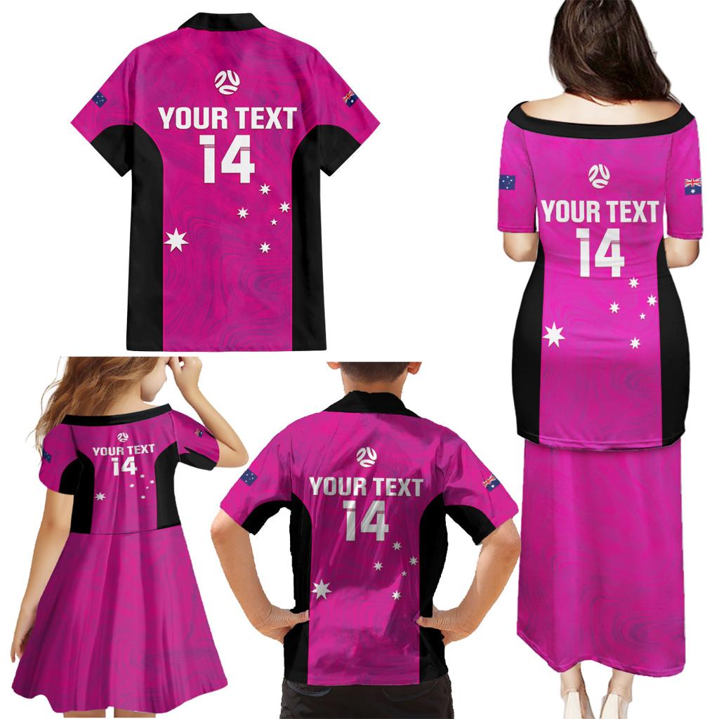 Custom Australia Soccer Family Matching Puletasi and Hawaiian Shirt Matildas Go Champions - Pink