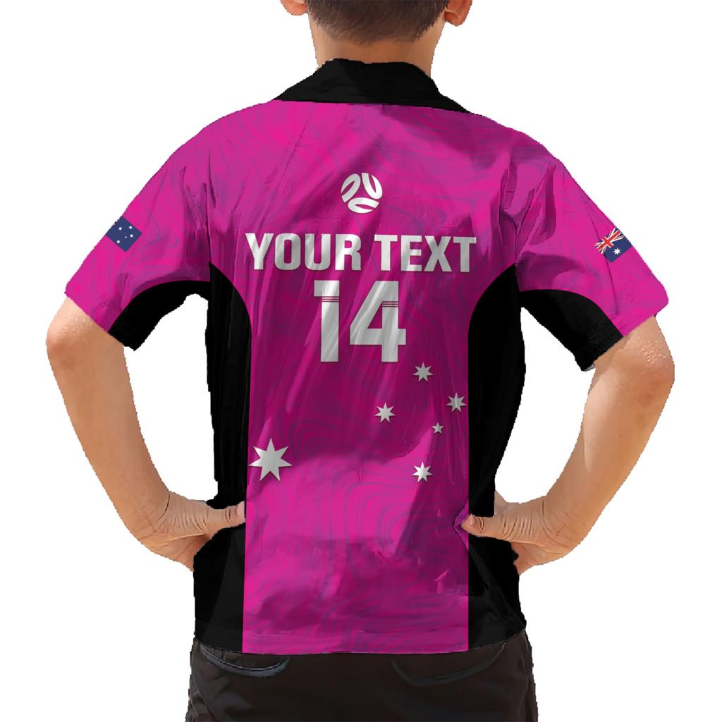 Custom Australia Soccer Family Matching Short Sleeve Bodycon Dress and Hawaiian Shirt Matildas Go Champions - Pink