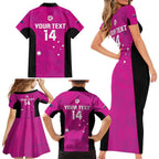 Custom Australia Soccer Family Matching Short Sleeve Bodycon Dress and Hawaiian Shirt Matildas Go Champions - Pink