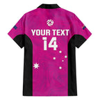 Custom Australia Soccer Family Matching Short Sleeve Bodycon Dress and Hawaiian Shirt Matildas Go Champions - Pink