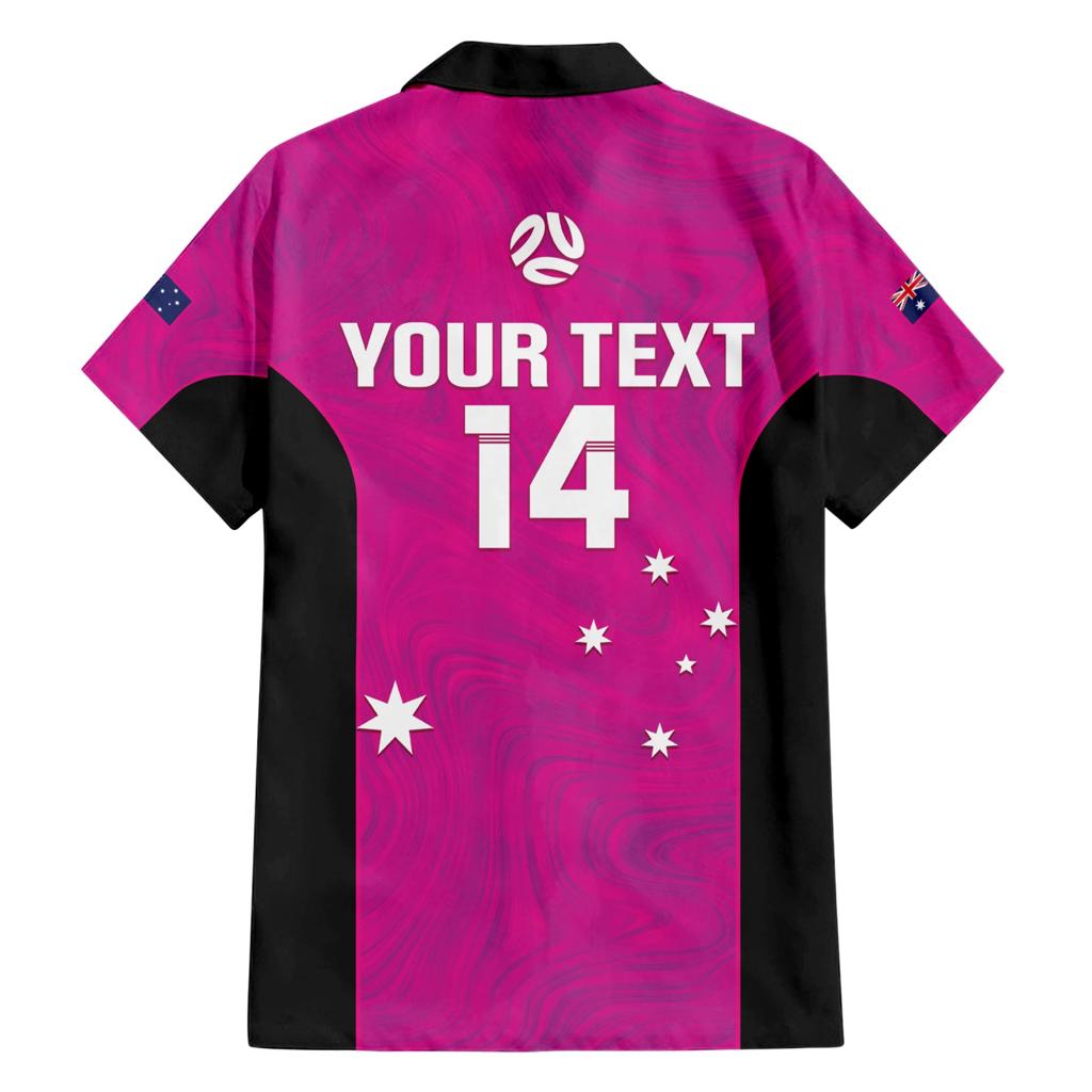 Custom Australia Soccer Family Matching Short Sleeve Bodycon Dress and Hawaiian Shirt Matildas Go Champions - Pink
