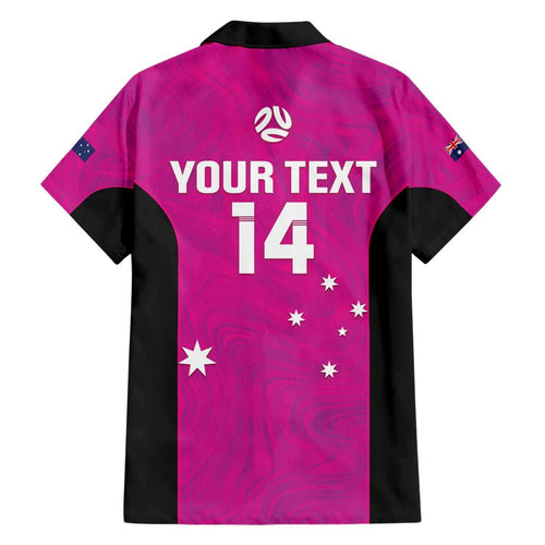 Custom Australia Soccer Family Matching Short Sleeve Bodycon Dress and Hawaiian Shirt Matildas Go Champions - Pink