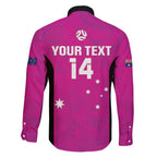 Custom Australia Soccer Family Matching Short Sleeve Bodycon Dress and Hawaiian Shirt Matildas Go Champions - Pink