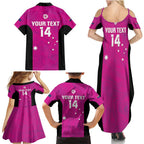 Custom Australia Soccer Family Matching Summer Maxi Dress and Hawaiian Shirt Matildas Go Champions - Pink