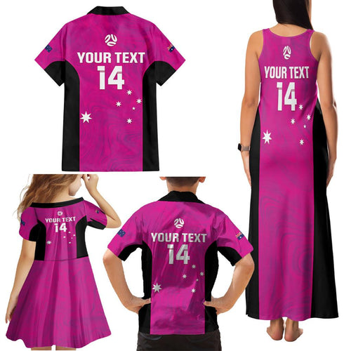 Custom Australia Soccer Family Matching Tank Maxi Dress and Hawaiian Shirt Matildas Go Champions - Pink