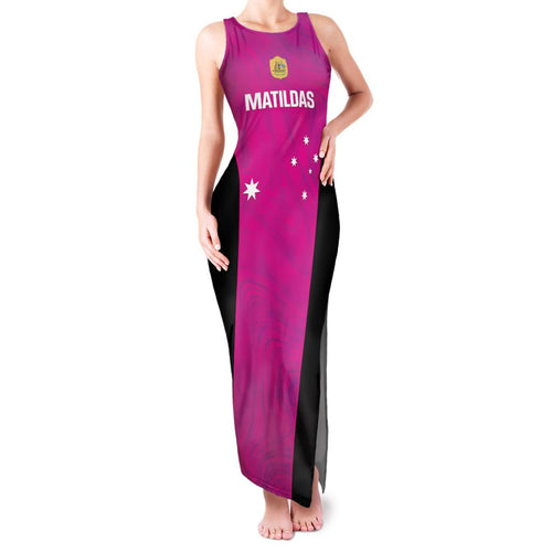 Custom Australia Soccer Family Matching Tank Maxi Dress and Hawaiian Shirt Matildas Go Champions - Pink