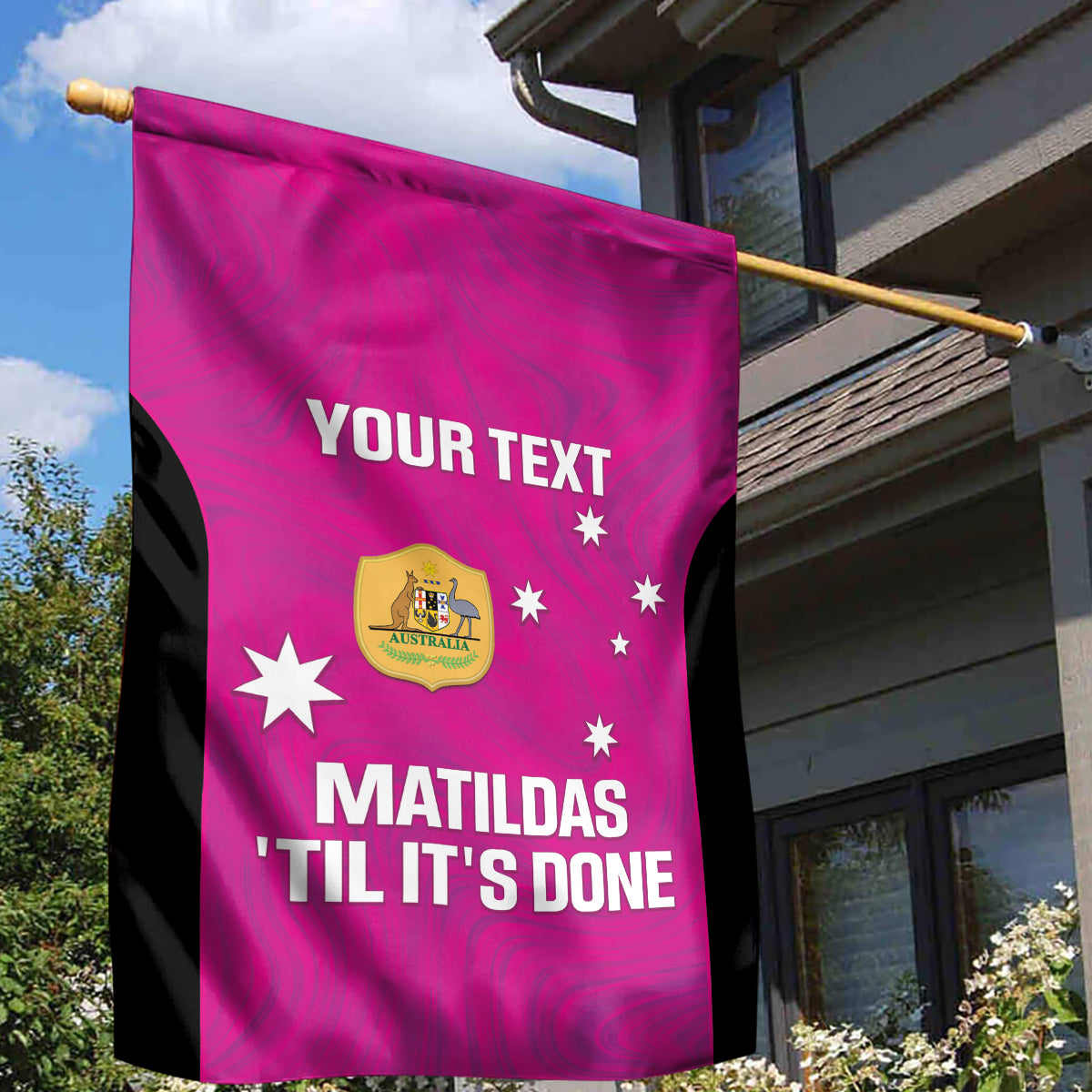 Custom Australia Soccer Garden Flag Matildas Go Champions - Pink