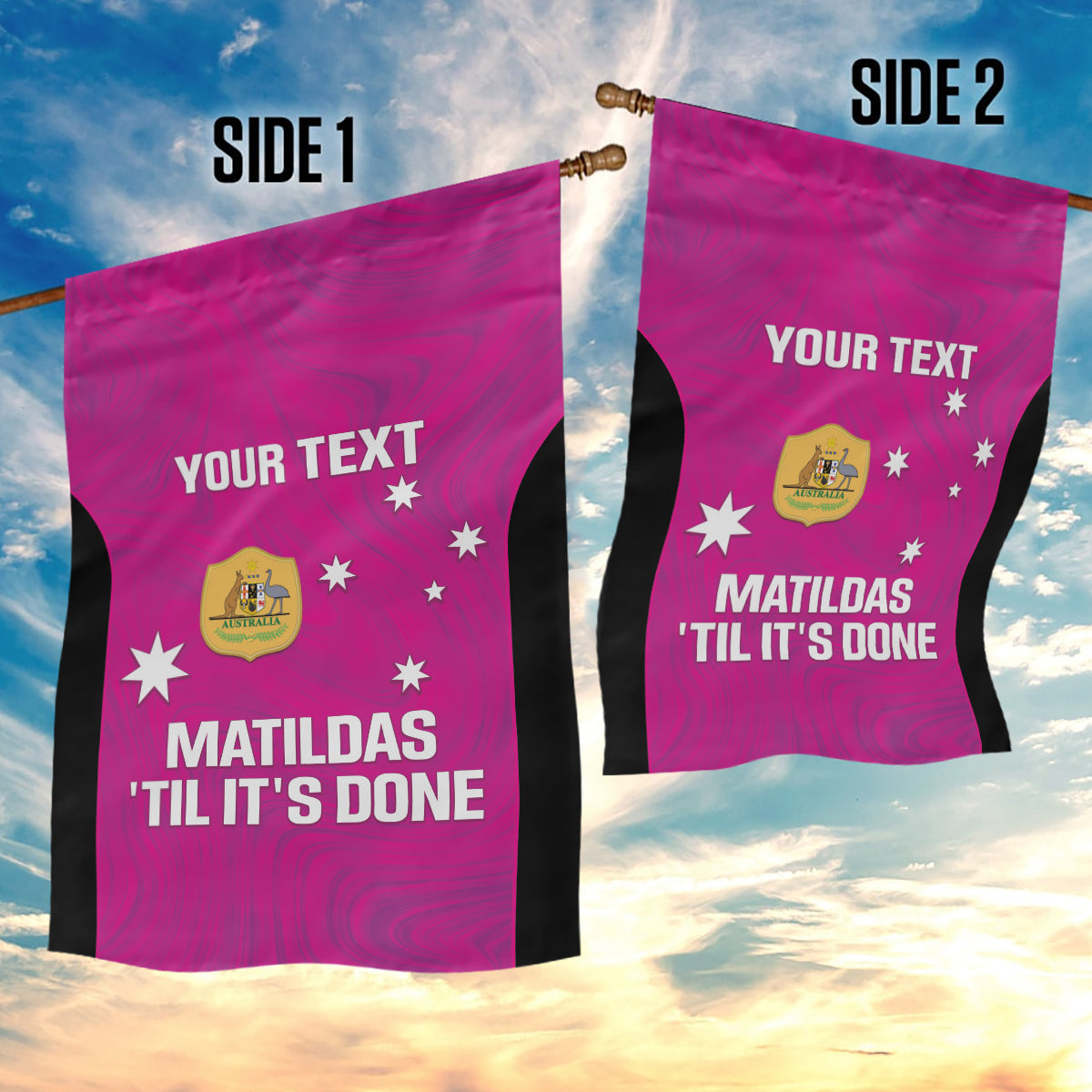 Custom Australia Soccer Garden Flag Matildas Go Champions - Pink