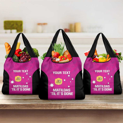 Custom Australia Soccer Grocery Bag Matildas Go Champions - Pink