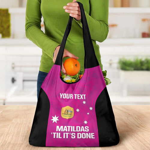 Custom Australia Soccer Grocery Bag Matildas Go Champions - Pink