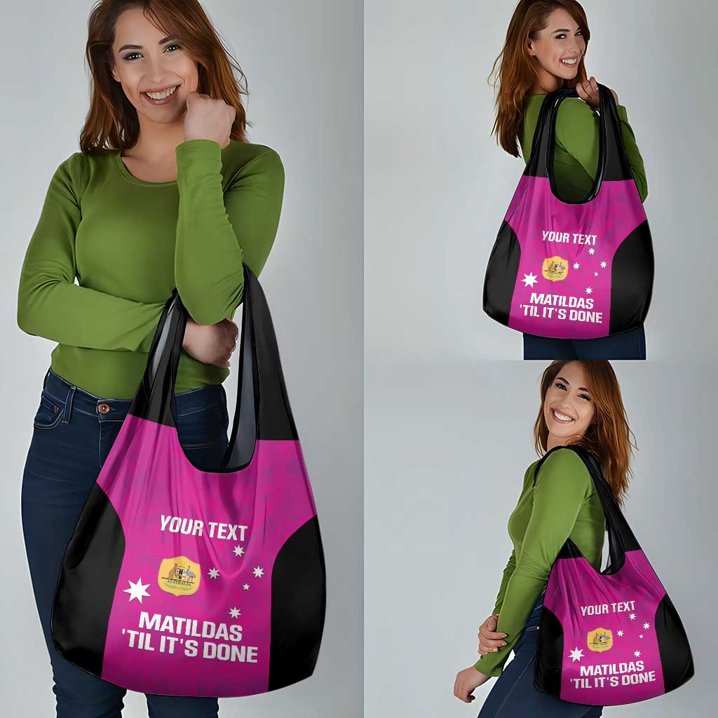 Custom Australia Soccer Grocery Bag Matildas Go Champions - Pink