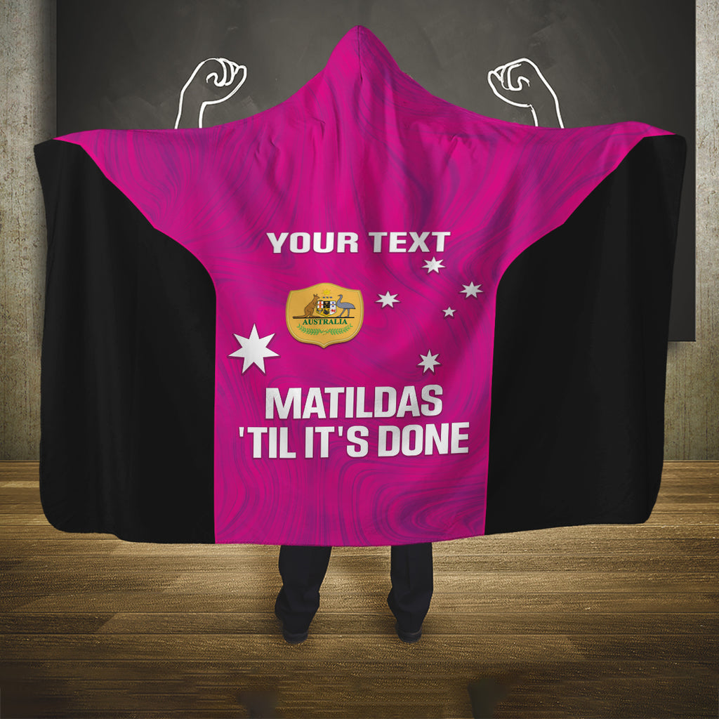 Custom Australia Soccer Hooded Blanket Matildas Go Champions - Pink