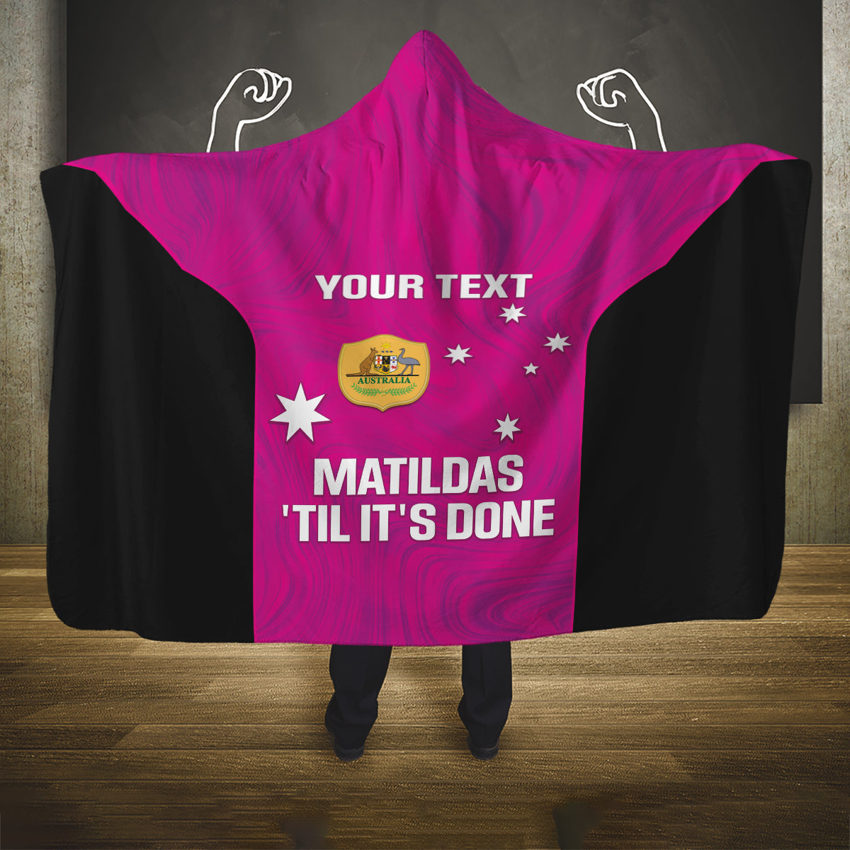 Custom Australia Soccer Hooded Blanket Matildas Go Champions - Pink