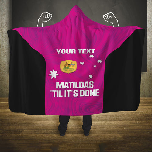 Custom Australia Soccer Hooded Blanket Matildas Go Champions - Pink