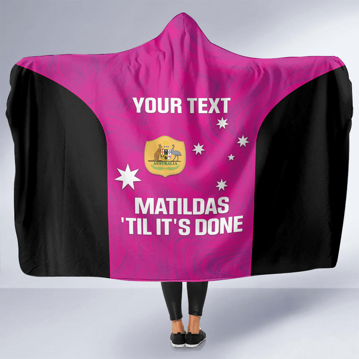 Custom Australia Soccer Hooded Blanket Matildas Go Champions - Pink