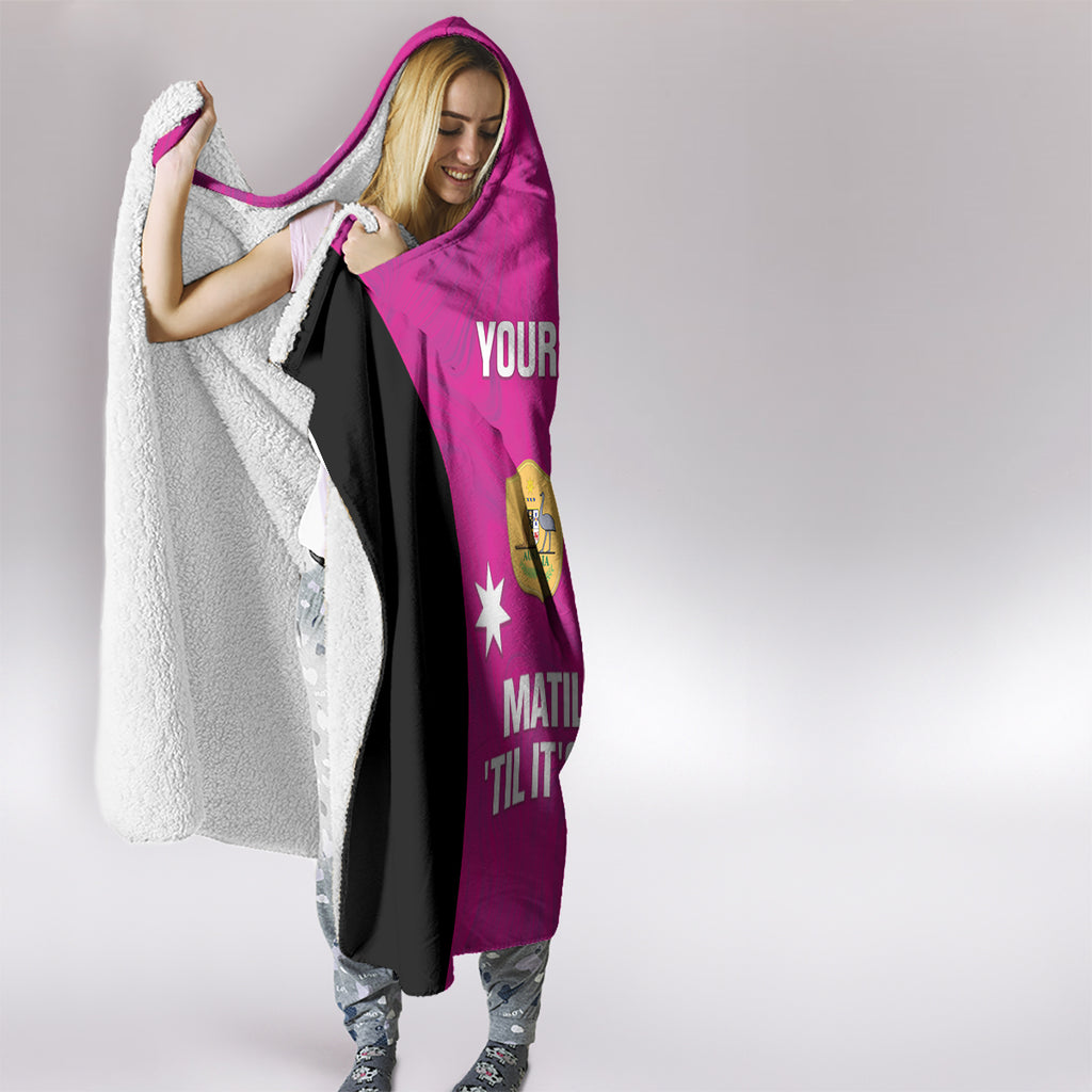 Custom Australia Soccer Hooded Blanket Matildas Go Champions - Pink