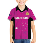 Custom Australia Soccer Kid Hawaiian Shirt Matildas Go Champions - Pink